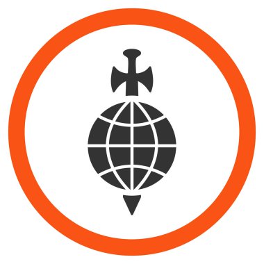 Küresel güvenlik düz yuvarlak vektör simgesi