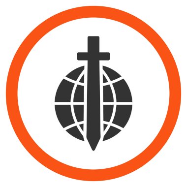 Küresel güvenlik düz yuvarlak vektör simgesi