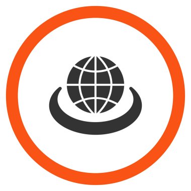 Küresel ağ düz yuvarlak vektör simgesi