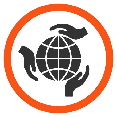 Küresel koruma düz yuvarlak vektör simgesi