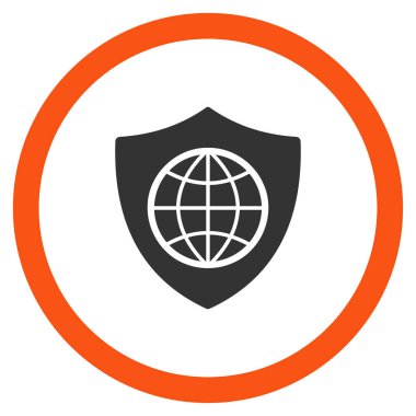 Küresel kalkan düz yuvarlak vektör simgesi