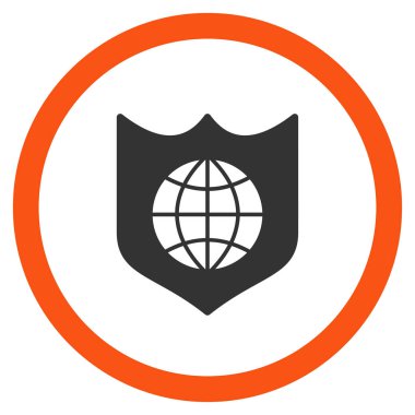 Küresel kalkan düz yuvarlak vektör simgesi