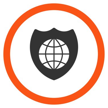 Küresel kalkan düz yuvarlak vektör simgesi