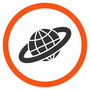 Gezegen halka düz yuvarlak vektör simgesi