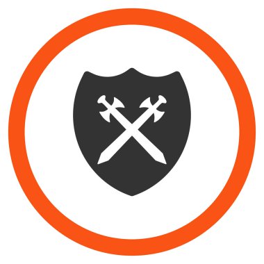 Güvenlik kalkan düz yuvarlak vektör simgesi