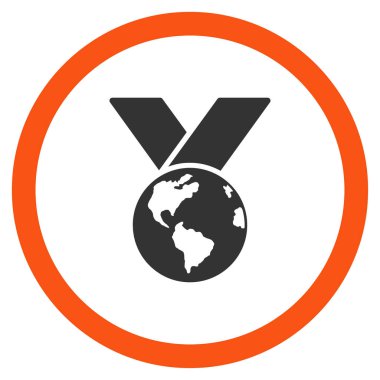 Dünya madalya düz yuvarlak vektör simgesi