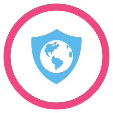 Dünya kalkan düz yuvarlak vektör simgesi