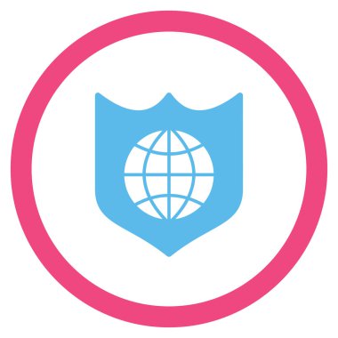 Küresel kalkan düz yuvarlak vektör simgesi