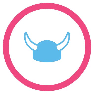 Boynuzlu miğfer düz yuvarlak vektör simgesi