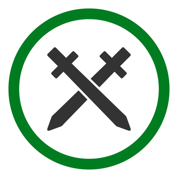 Kreuzungen Schwerter flache gerundete Vektor-Symbol — Stockvektor