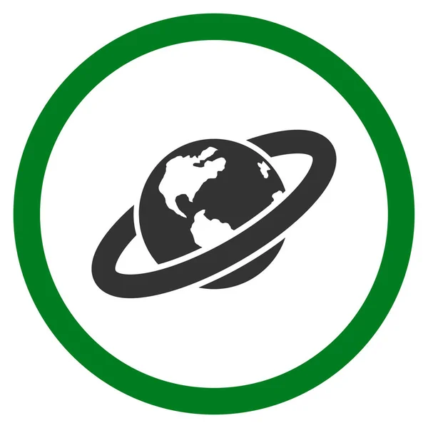 Planeta anillado plano redondeado Vector icono — Vector de stock