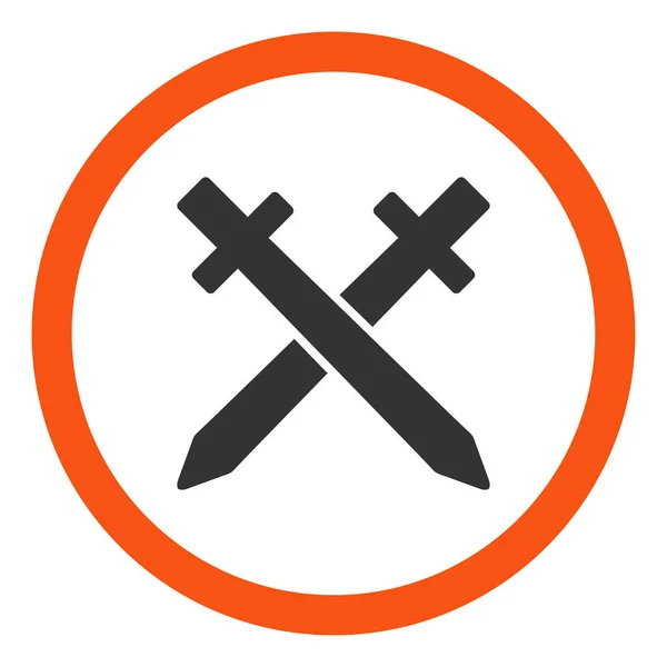 Cruzando espadas plana arredondado vetor ícone — Vetor de Stock