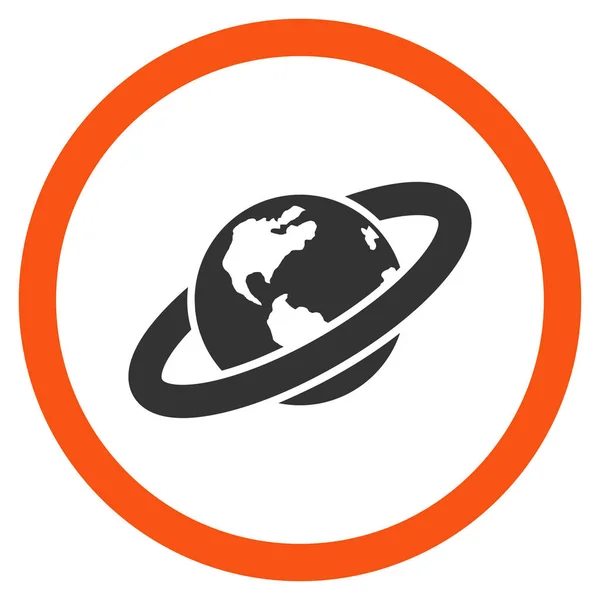 Planeta anillado plano redondeado Vector icono — Vector de stock