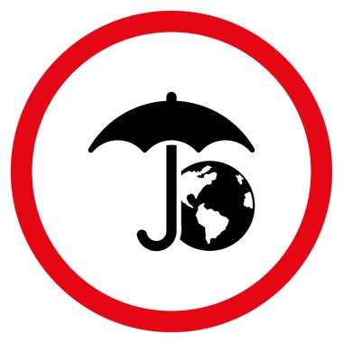 Dünya şemsiye düz yuvarlak vektör simgesi