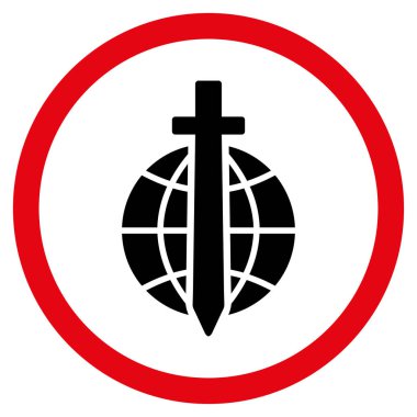 Küresel güvenlik düz yuvarlak vektör simgesi