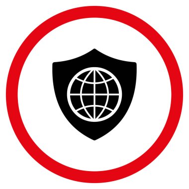 Küresel kalkan düz yuvarlak vektör simgesi