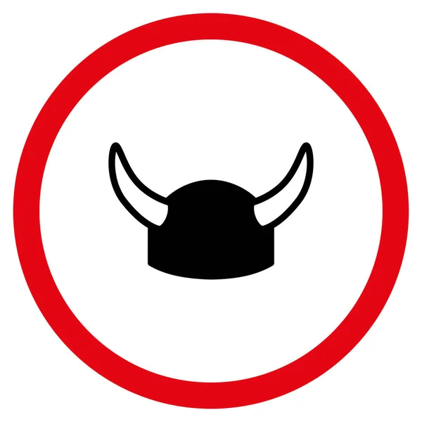Horned Helmet Flat Rounded Vector Icon — Stock Vector