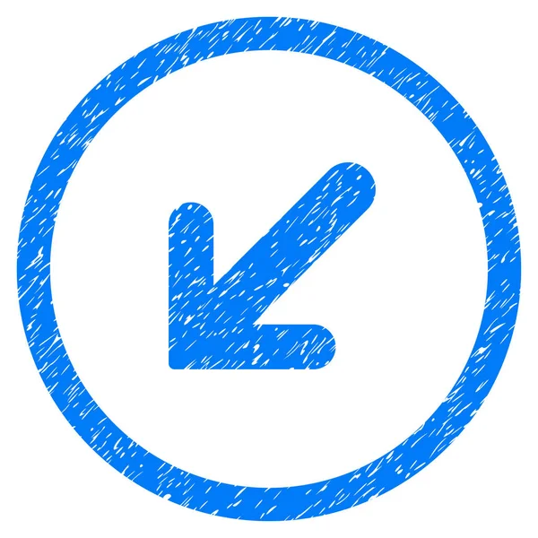 Flecha izquierda abajo redondeado icono sello de goma — Vector de stock