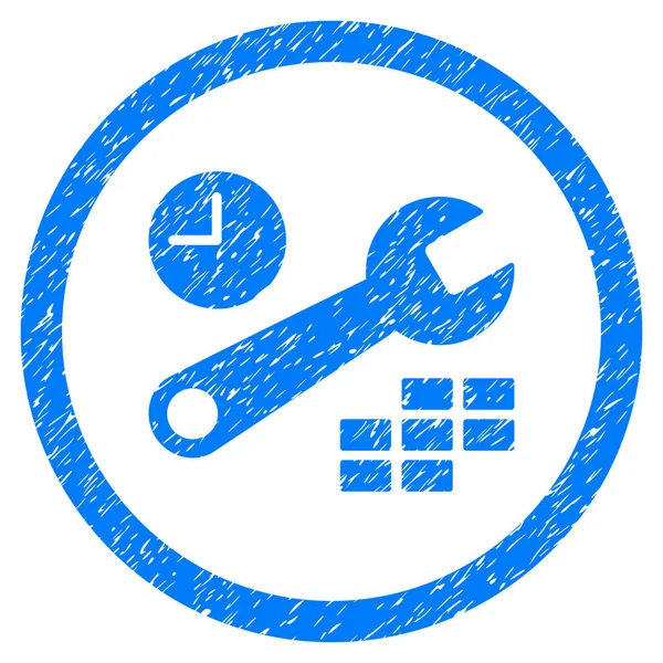 Configuración de fecha y hora Icono redondeado Sello de goma — Vector de stock