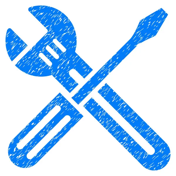 Skiftnyckel och skruvmejsel grynig konsistens ikonen — Stock vektor