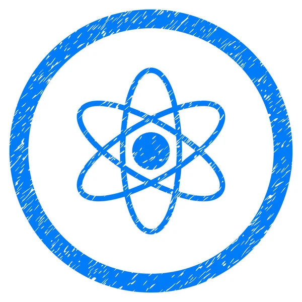 Atom rundade ikonen gummistämpel — Stock vektor