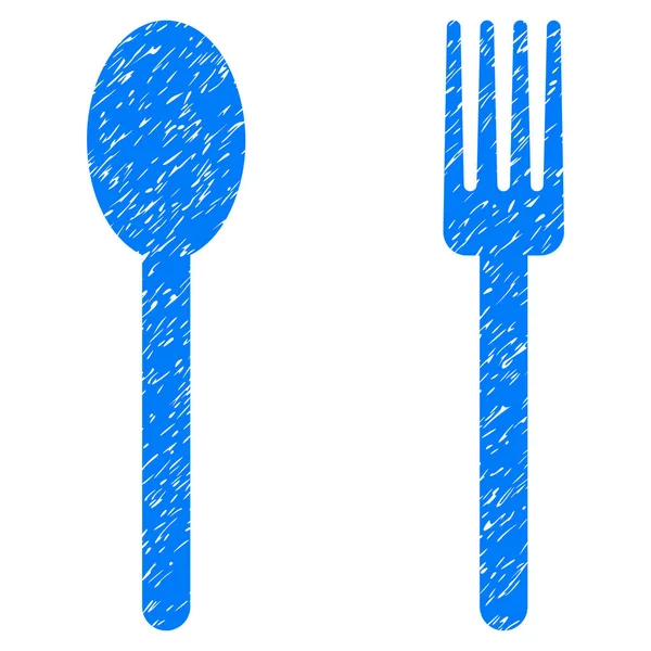 Fork And Spoon Grainy Texture Icon — Stock Vector