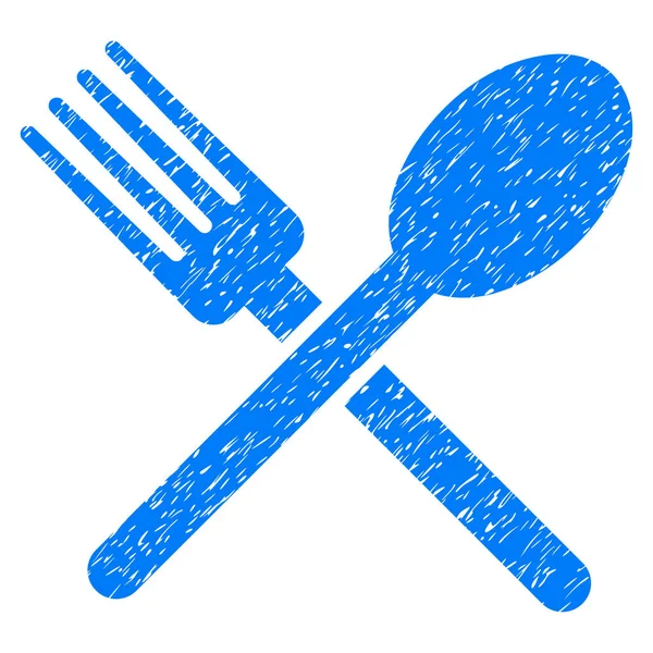 Icône de texture granuleuse fourchette et cuillère — Image vectorielle