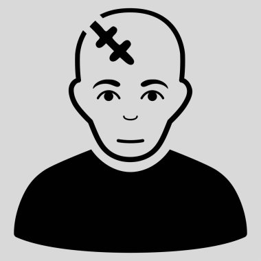 Kafa düz vektör simge zarar