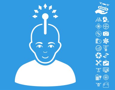 Drone araçları Bonus uçan ile optik sinir arabirimi simgesini