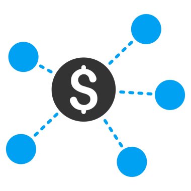 Doları sanal bağlantılar düz vektör simgesi