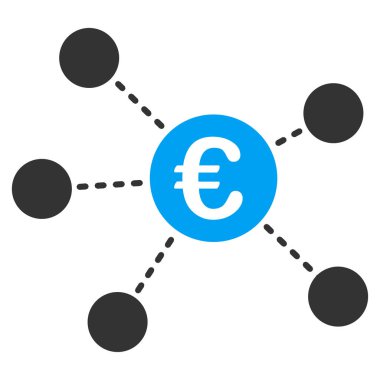 Euro sanal bağlantılar düz vektör simgesi