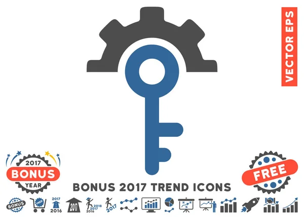 Options clés Icône plate avec 2017 Tendance Bonus — Image vectorielle