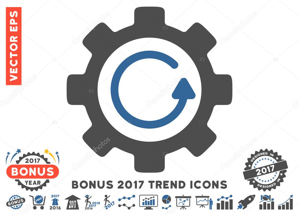Gear Rotation Direction Flat Icon With 2017 Bonus Trend