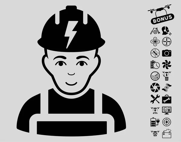 Elektricien pictogram met lucht Drone Tools Bonus — Stockvector