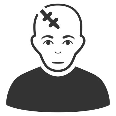 Kafa düz vektör simge zarar