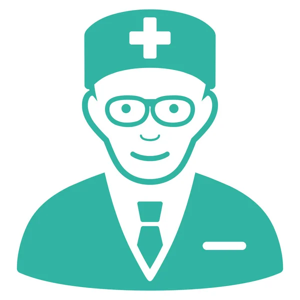 Head Physician Flat Vector Icon — Stock Vector