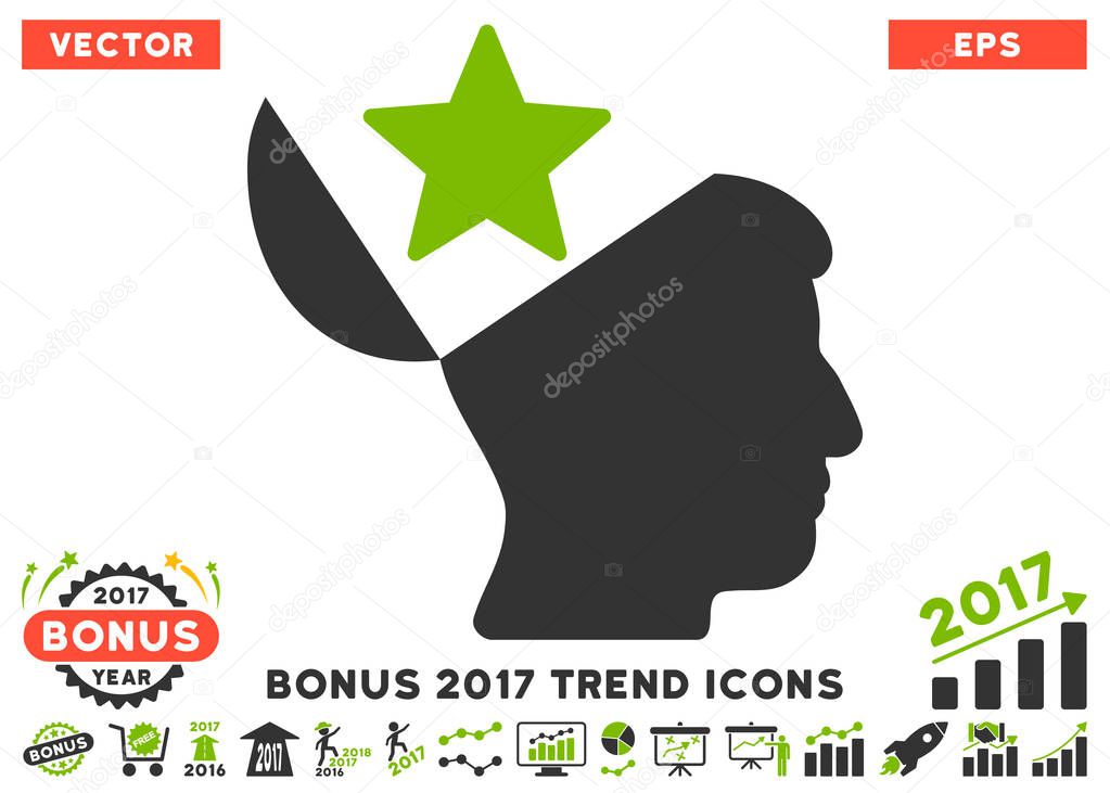 Open Head Star Flat Icon With 2017 Bonus Trend