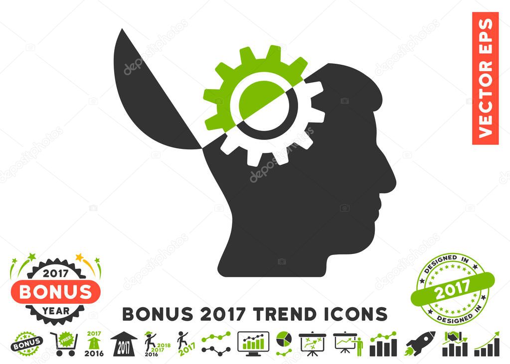 Open Mind Gear Flat Icon With 2017 Bonus Trend