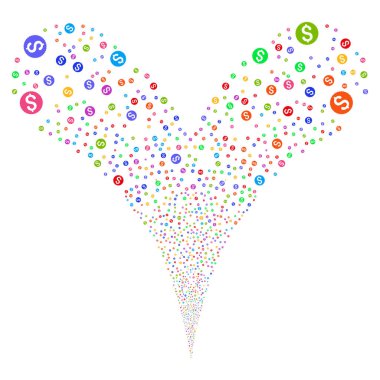 Doları para çift havai fişek akışı