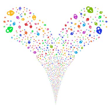 Kalp kilidi çift havai fişek akışı