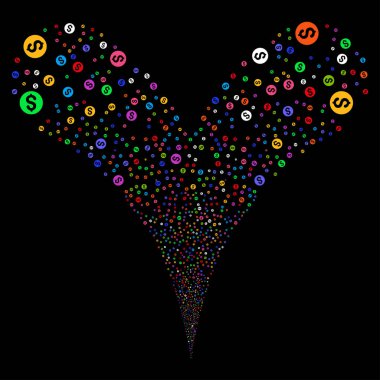 Madeni para çift havai fişek akışı