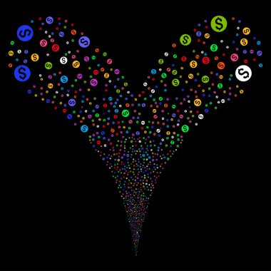 Doları para çift havai fişek akışı