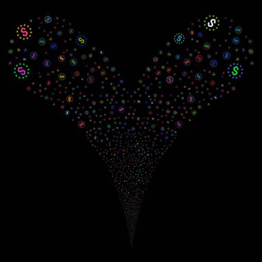 Doları yıldız çift havai fişek akışı