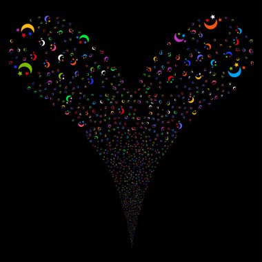 Ay yıldız çift havai fişek akışı