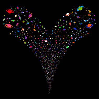 Gezegen Satürn çift havai fişek akışı