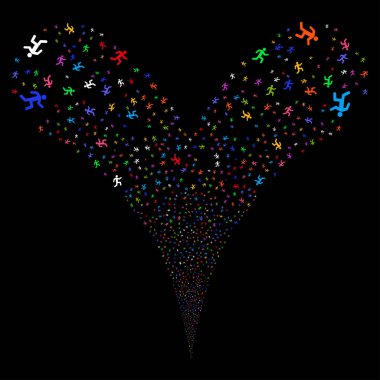 Çalışan adam çift havai fişek akışı