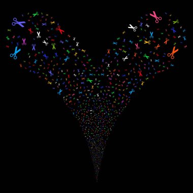 Makas çift havai fişek akışı