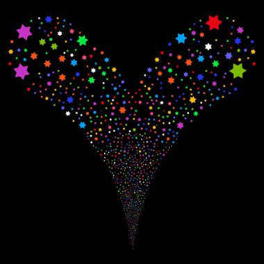 Altı yıldız çift havai fişek akışı işaret