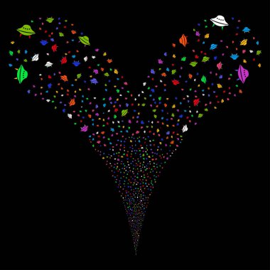 Alan gemi çift havai fişek akışı