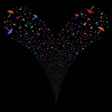 Şemsiye çift havai fişek akışı